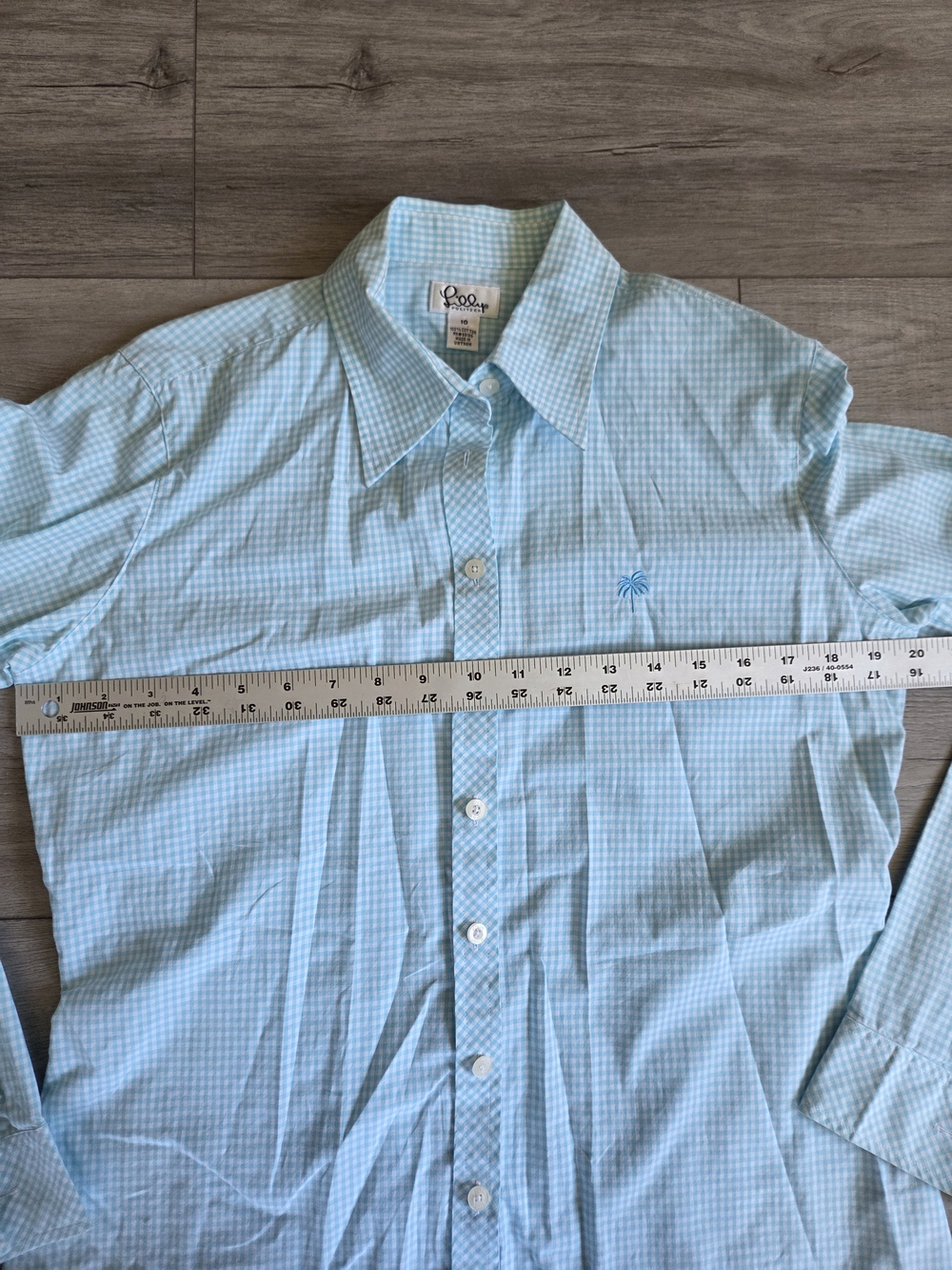 Lilly Pulitzer Light Blue Check Fitted Button Down 10 - Picture 8 of 9